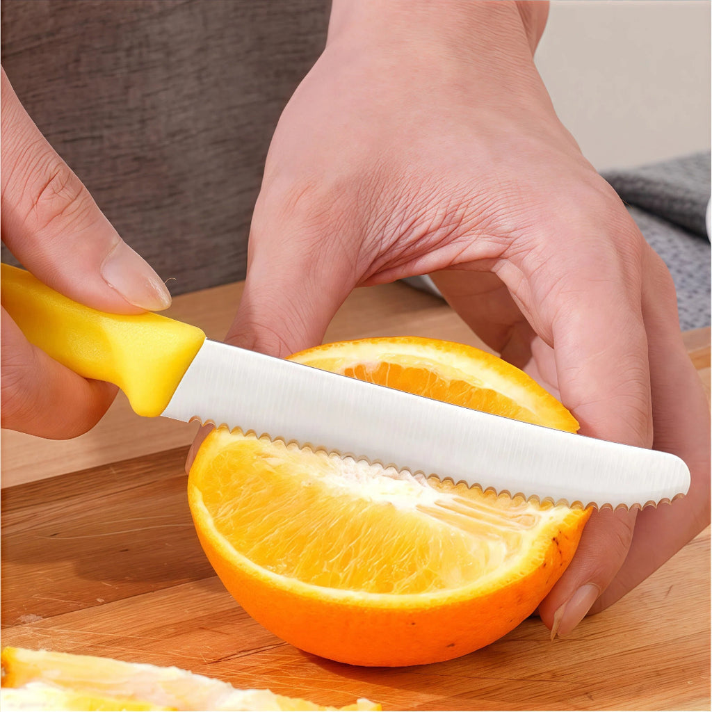 6pcs Colorful Steak Knives Set, Rust-Resistant Dishwasher Safe, 420 Stainless Steel with Serrated Edge, Dishwasher Safe, for Meat Fruit Vegetable Cheese Slicing, Black Friday Christmas Gifts