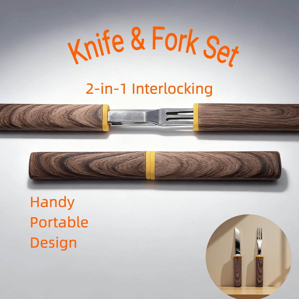 Knife & Fork Combo 2-in-1 Set | Portable Cutlery Camping Utensils Set
