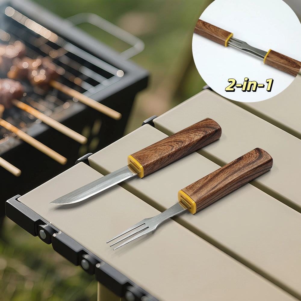 Knife & Fork Combo 2-in-1 Set | Portable Cutlery Camping Utensils Set