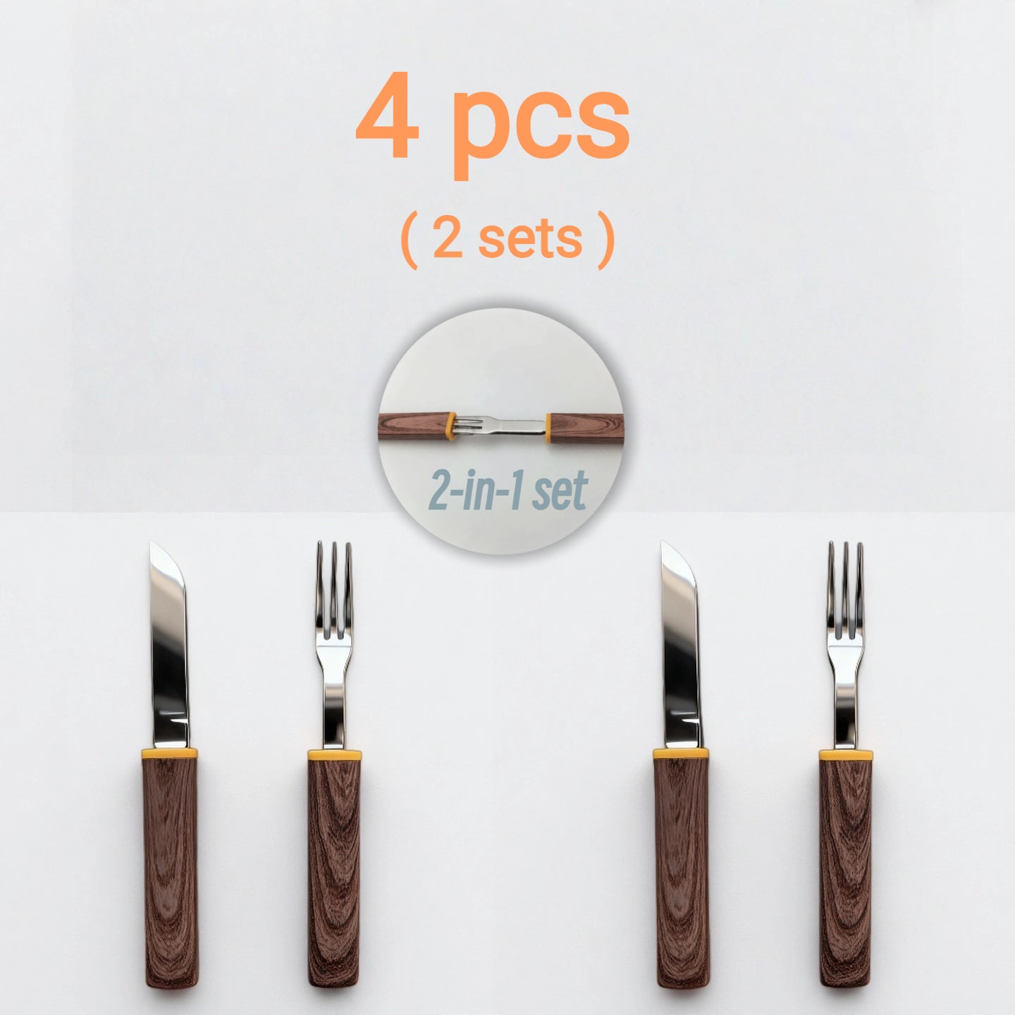 Knife & Fork Combo 2-in-1 Set | Portable Cutlery Camping Utensils Set