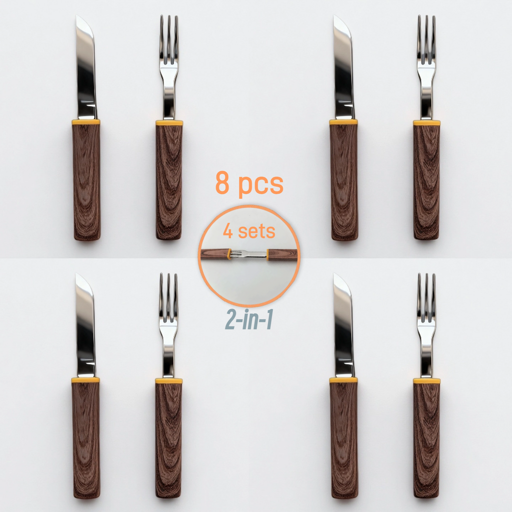 Knife & Fork Combo 2-in-1 Set | Portable Cutlery Camping Utensils Set