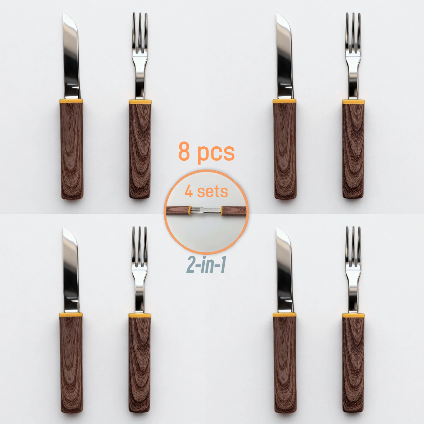 OesenX Interlocking Knife & Fork Set  2-in-1