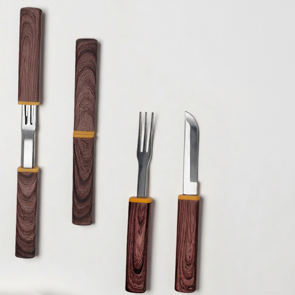 Knife & Fork Combo 2-in-1 Set | Portable Cutlery Camping Utensils Set