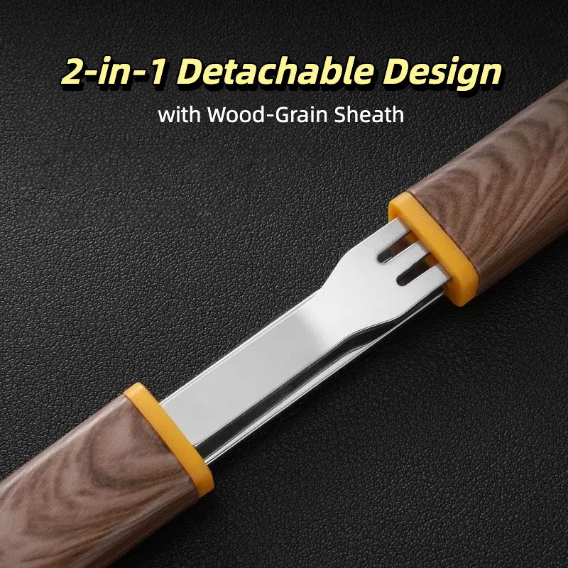 Detachable & interlocking ,Hand holding PVC wood-grain knife set with 420 steel blade cutting steak