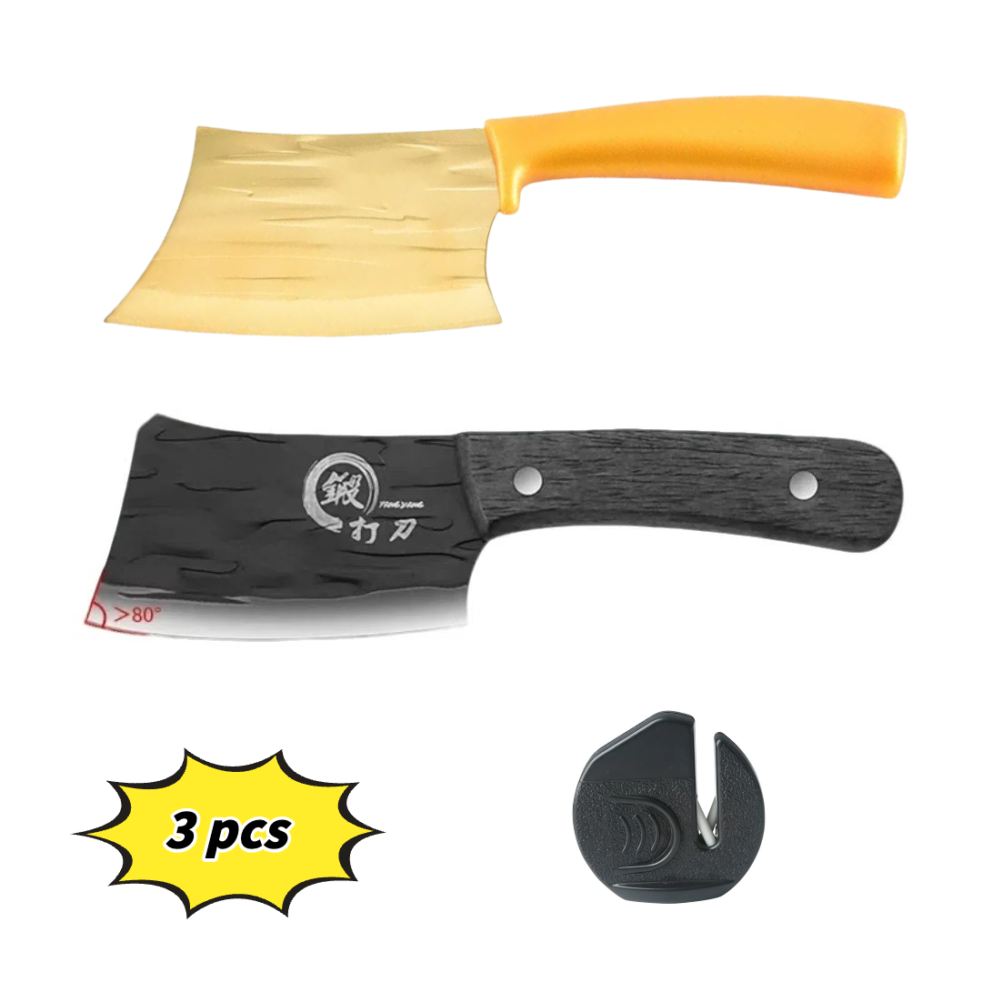 Hand-Forged Tiny Cleaver & Kitchen Knife Set