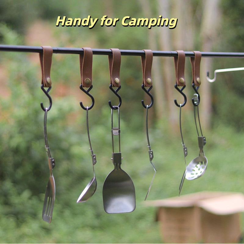 Rustic PU Leather Camping & Utility Hooks (Set of 3)