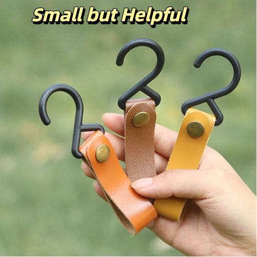 Rustic PU Leather Camping & Utility Hooks (Set of 3)
