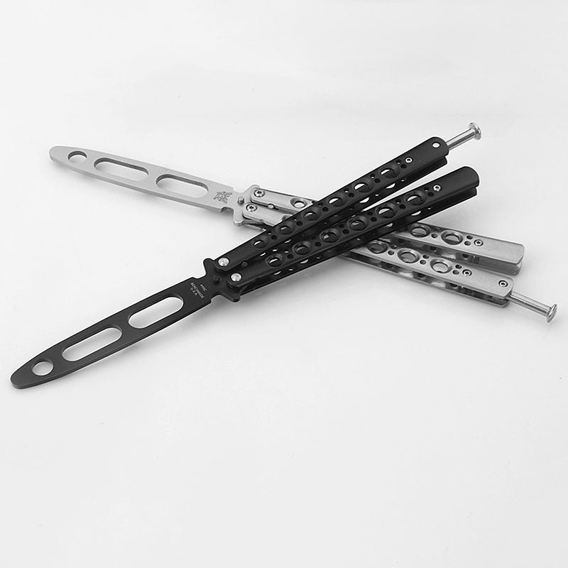 Unsharpened Balisong Butterfly Knife – Stainless Steel Balisong Trainer, Practice Flip Knife for Training & Camping