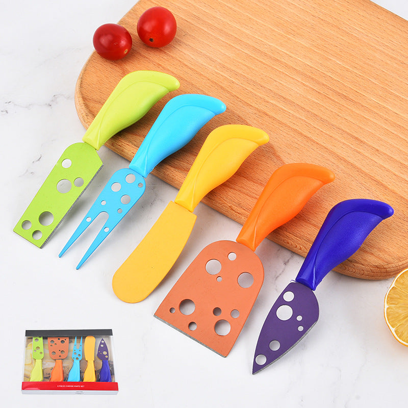 Colorful 5-Piece Whimsical Cheese Knife Set